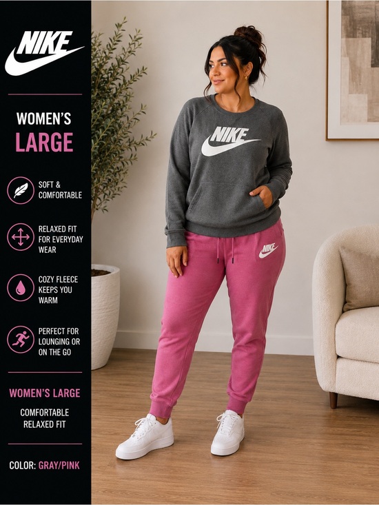 Nike Pants - Nike Women's Gray Sweatshirt & Pink Jogger Set